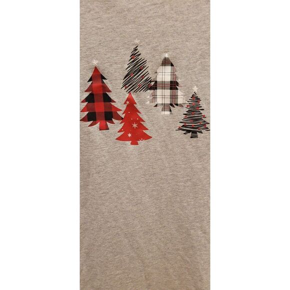 Men's medium Gray sleep wear top Christmas trees. Cotton & Polyester - Picture 2 of 4